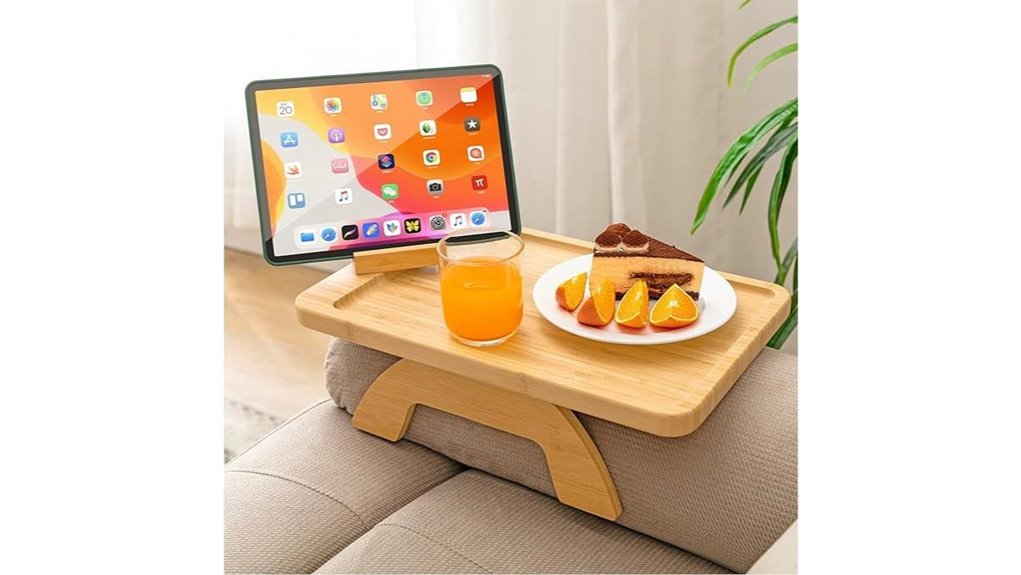 bamboo couch tray phoneholder