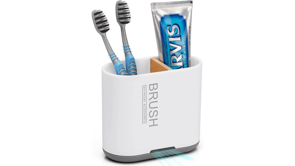 bamboo countertop toothbrush toothpaste holder
