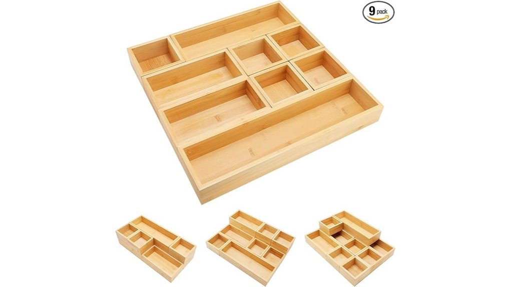 bamboo drawer organizer set