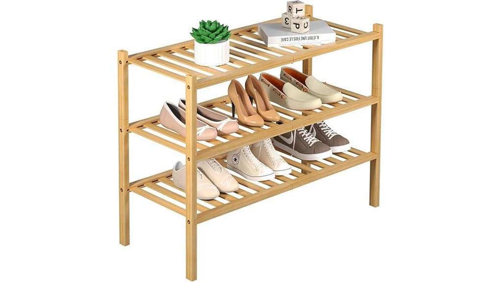 bamboo free standing shoe rack