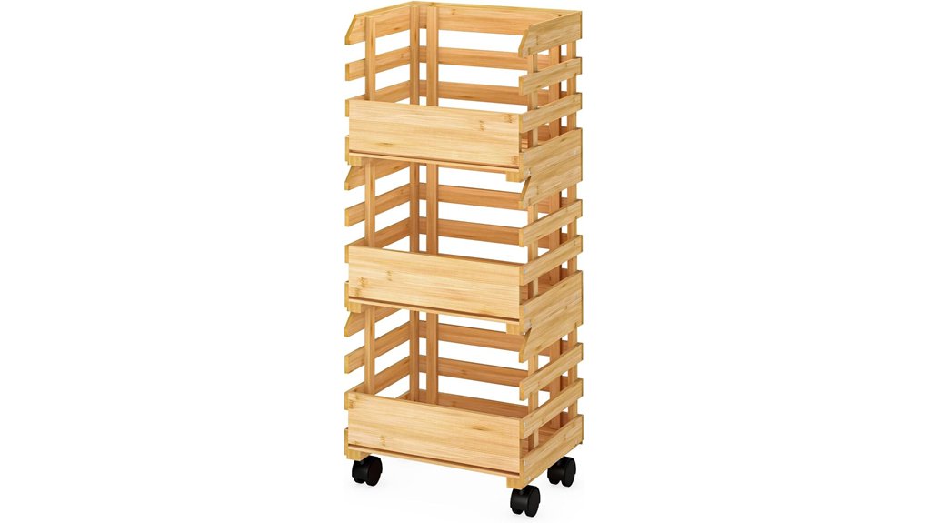 bamboo fruit stand wheels