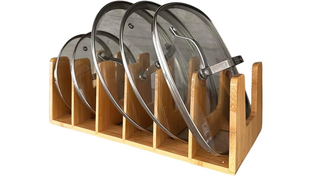 bamboo kitchen pot lid organizer