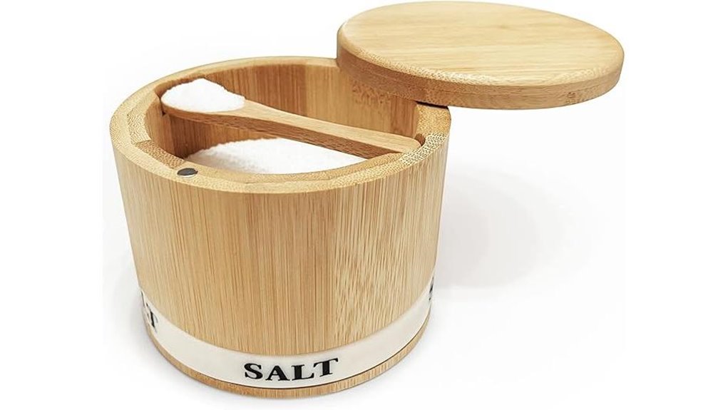 bamboo magnetic salt container