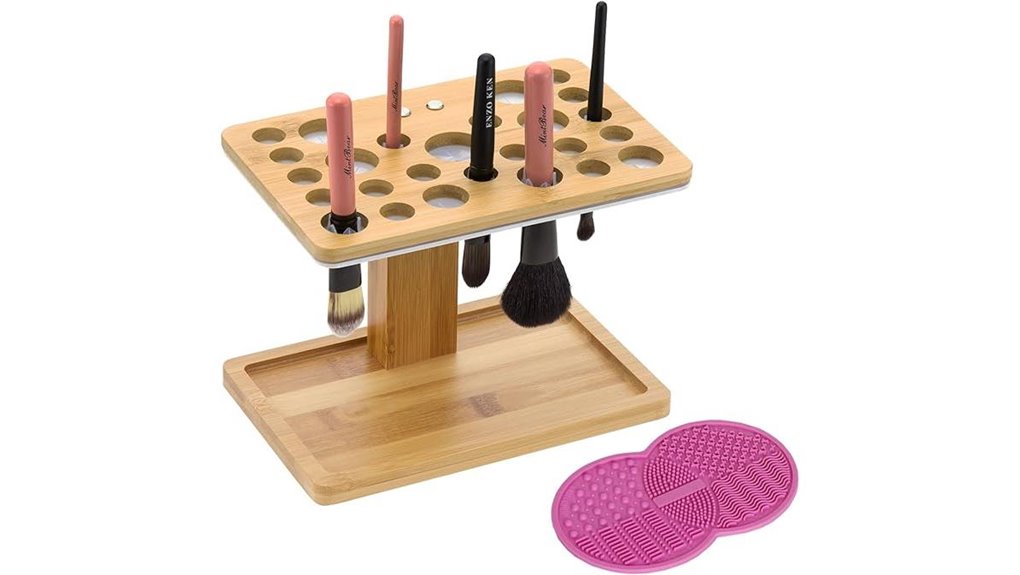 bamboo makeup brush tower