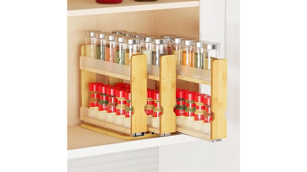 bamboo pull out spice rack