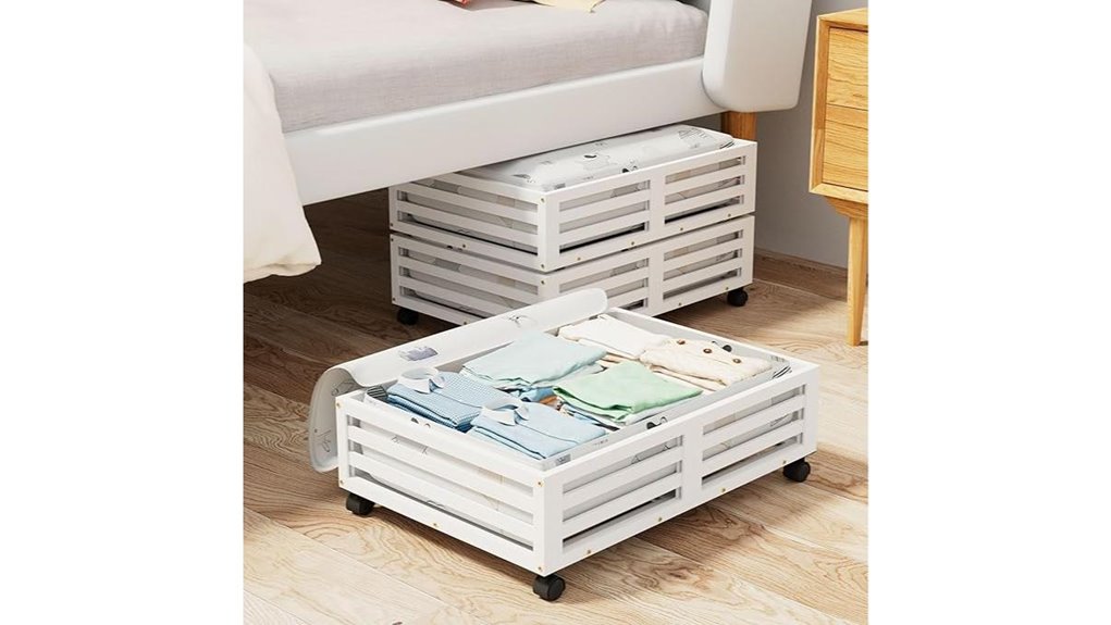 bamboo under bed storage containers with wheels