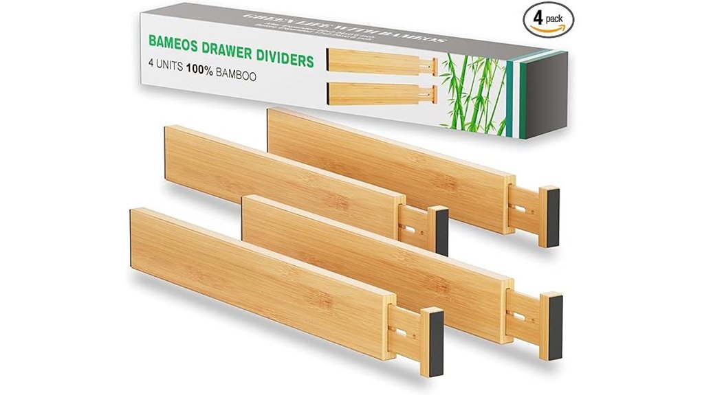 bameos bamboo drawer dividers 4 pack