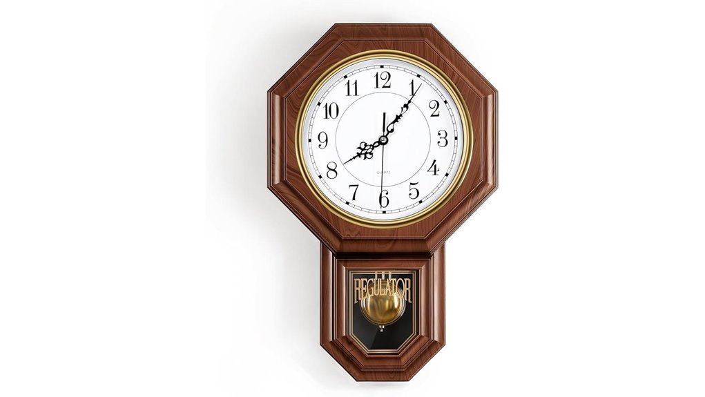 battery powered wooden pendulum clock