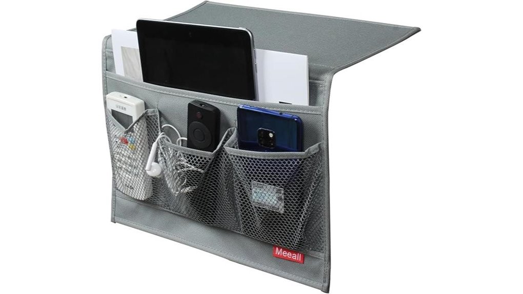 bedside caddy pockets grey