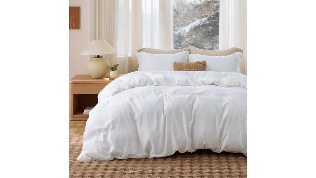 bedsure duvet cover set white zipper queen