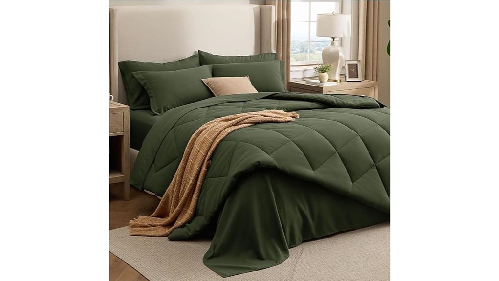 bedsure king comforter set olive green