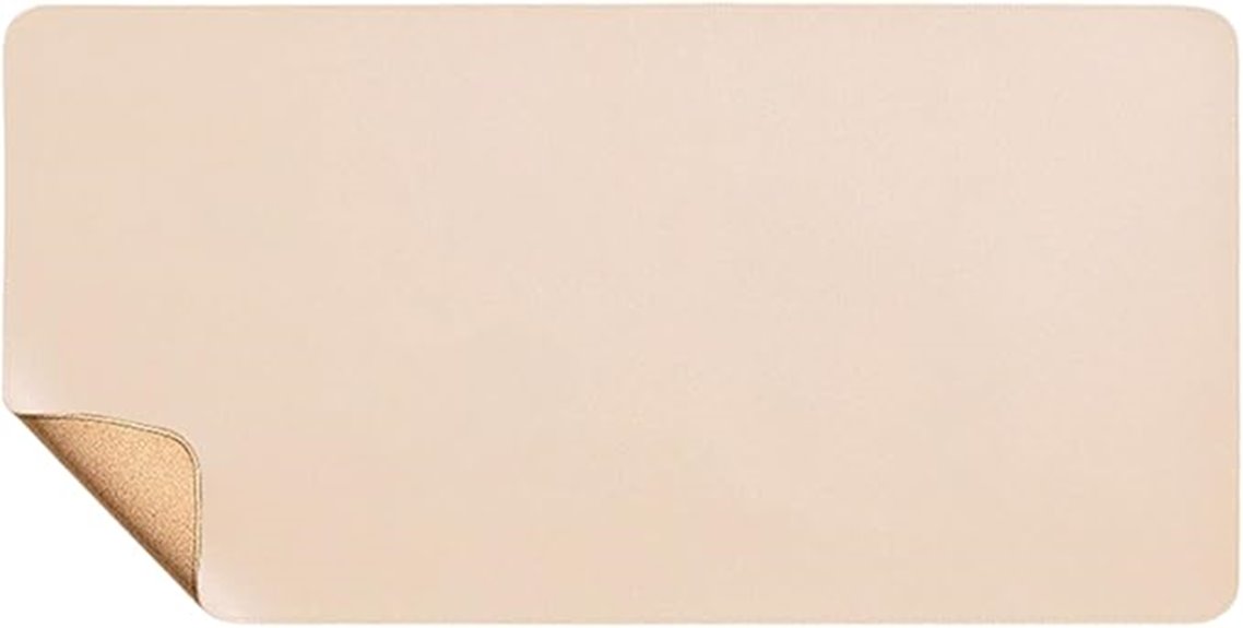 beige dual sided pu deskpad