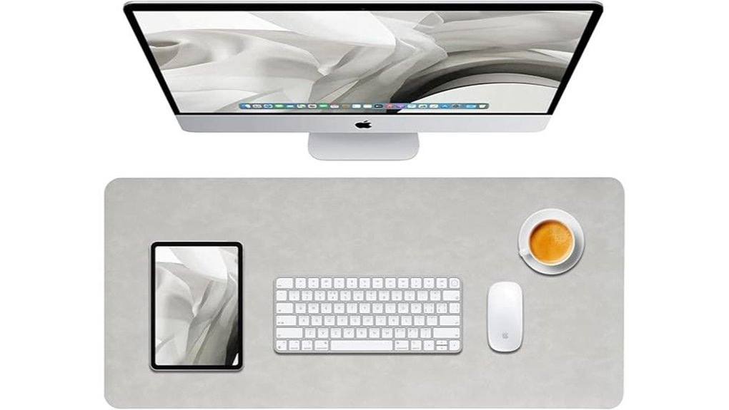 beige dual sided pu leather deskpad