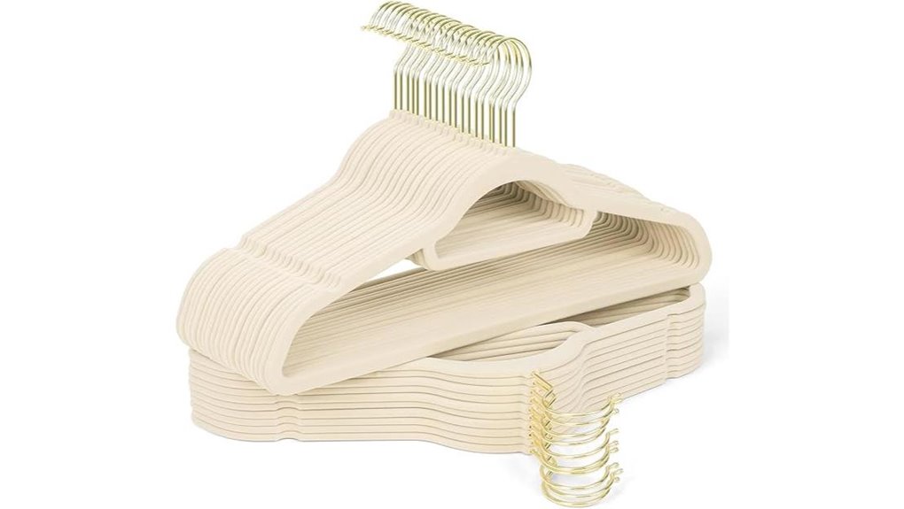 beige velvet hook hangers