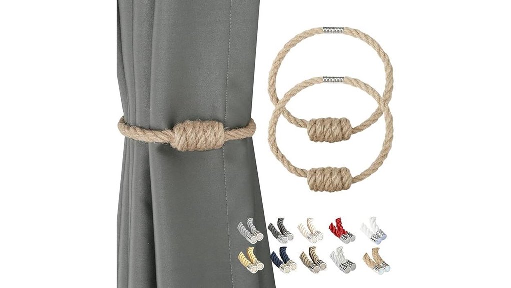 bel avenir magnetic jute curtain tiebacks 2 pack