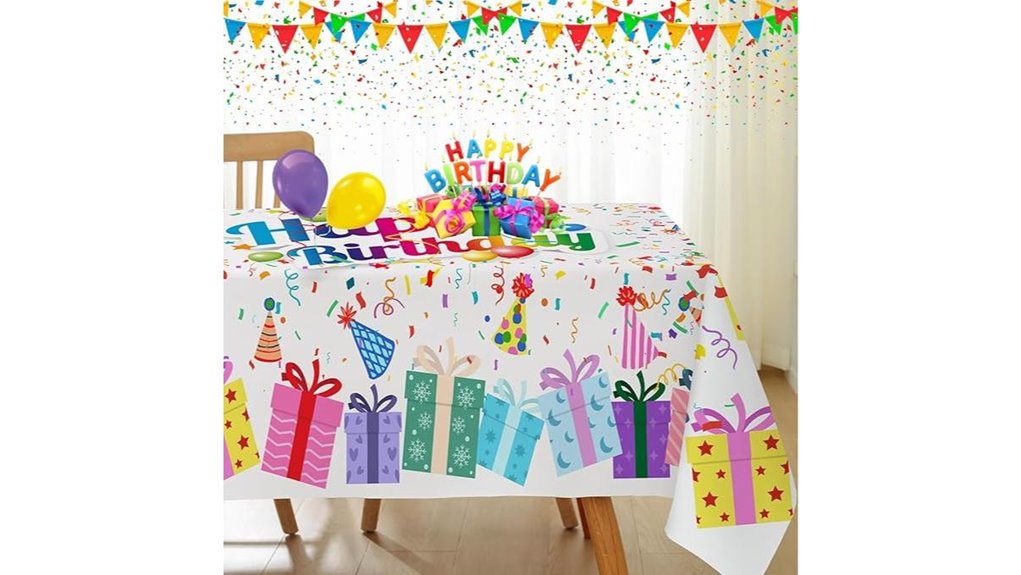 birthday tablecloth colorful confetti surprise