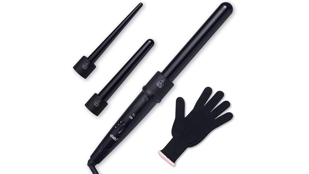 black 3 in 1 curling wand
