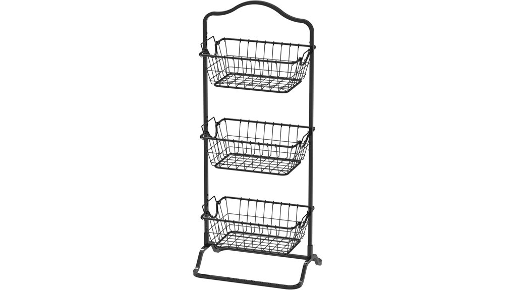 black 3 tier fruit basket