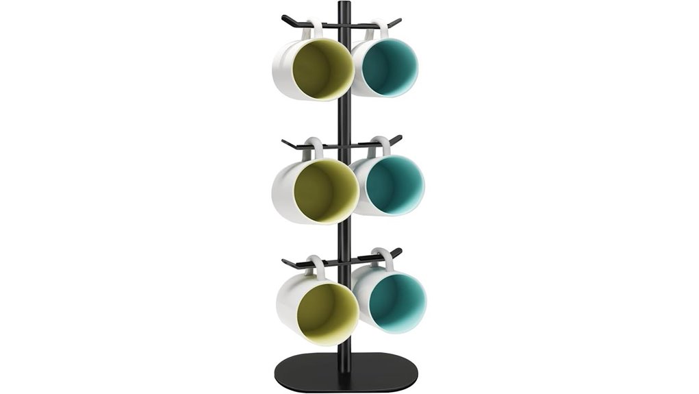 black 6hook metal mug tree