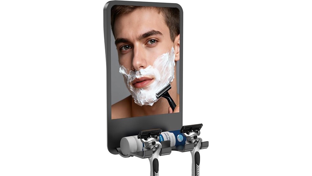 black adjustable shower mirror