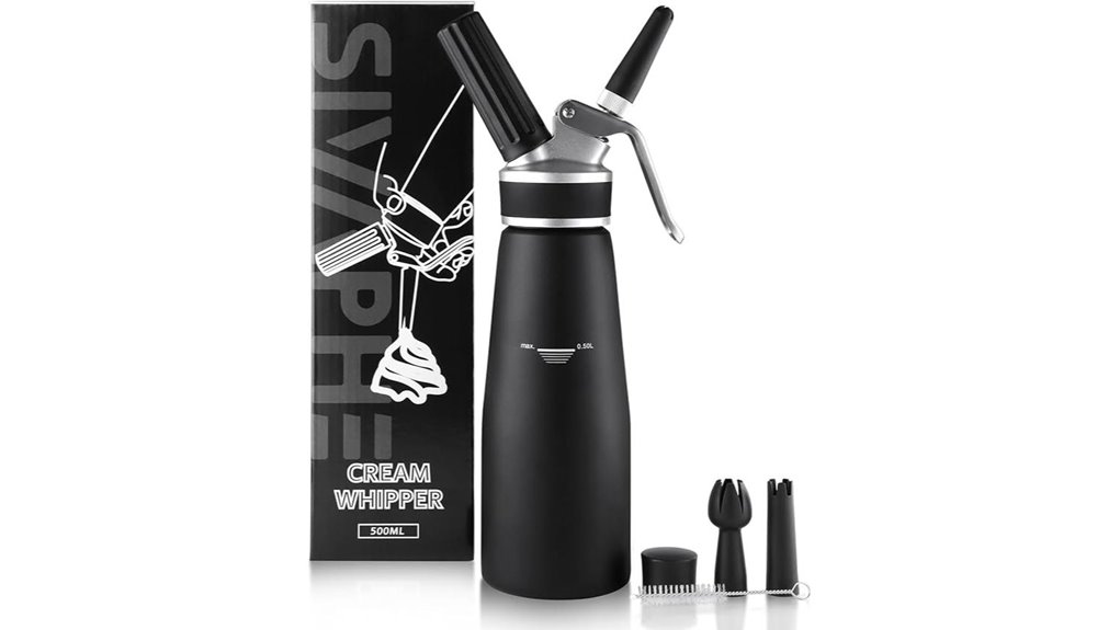 black aluminum whipped cream dispenser