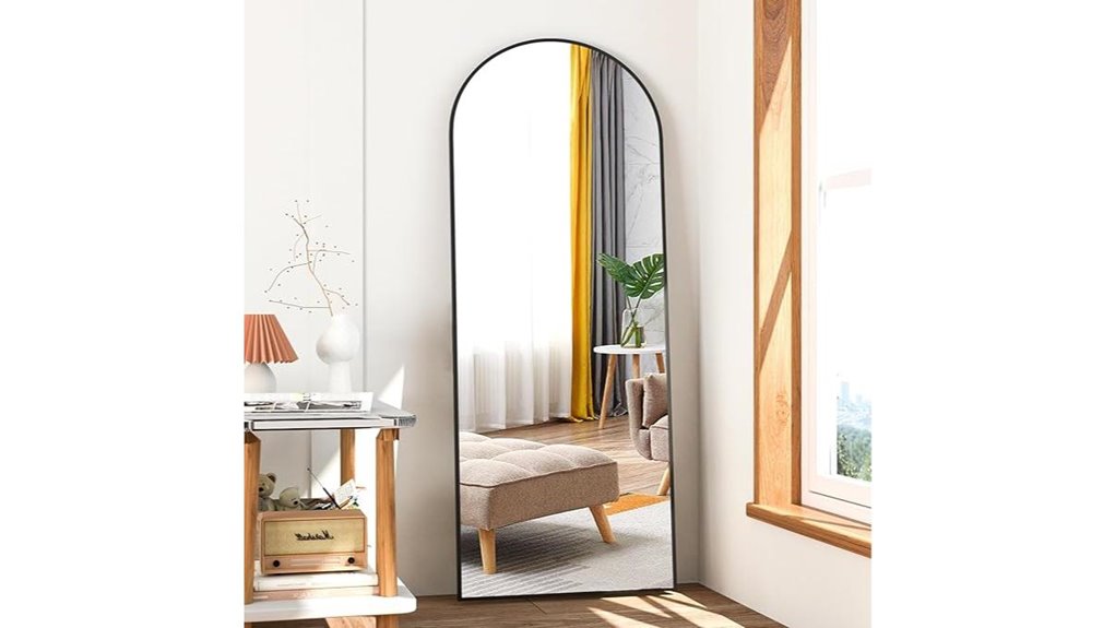 black arch floor mirror