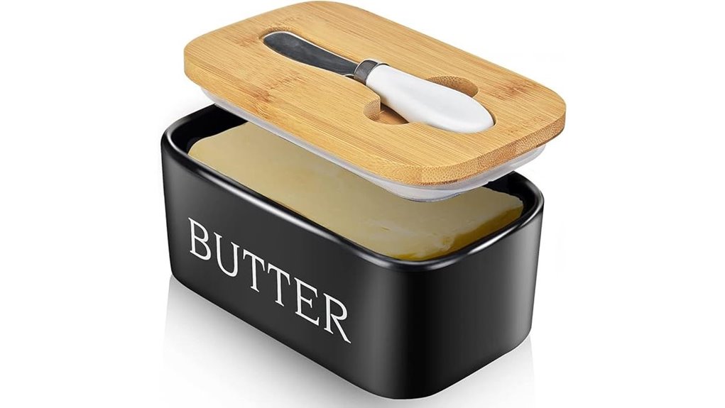 black ceramic butter dish