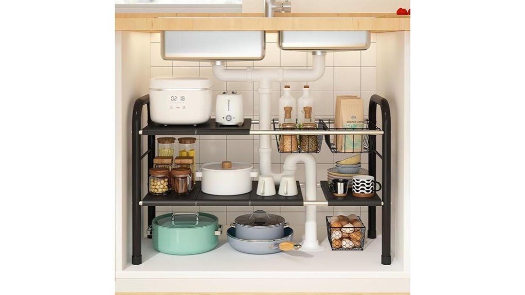 black expandable 2 tier organizer