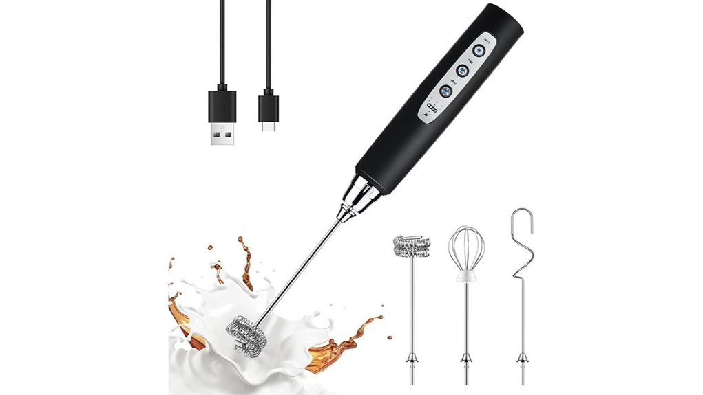 black handheld milk frother