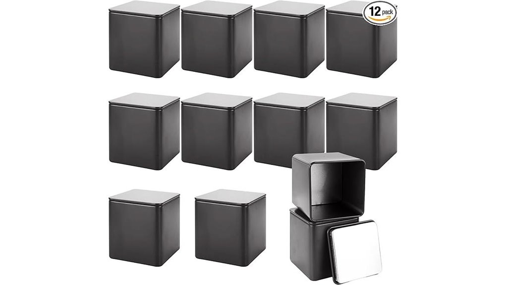 black metal tea tins