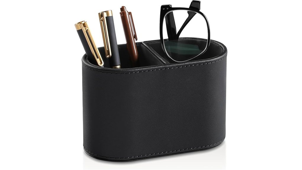 black pu leather deskholder