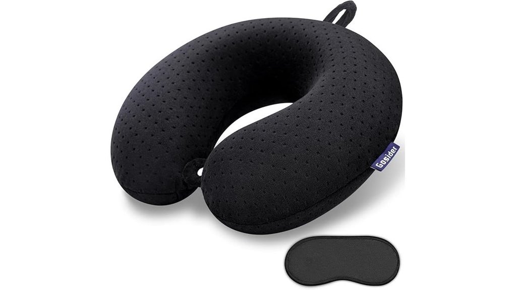 black u shaped travel pillow