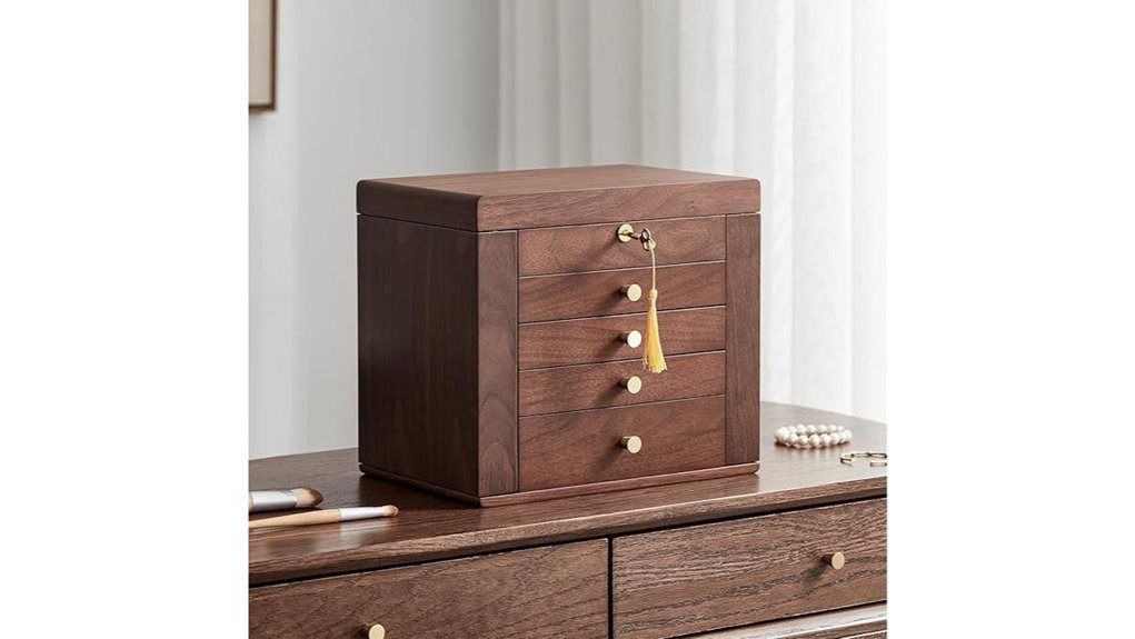 black walnut five layer lockable mirror