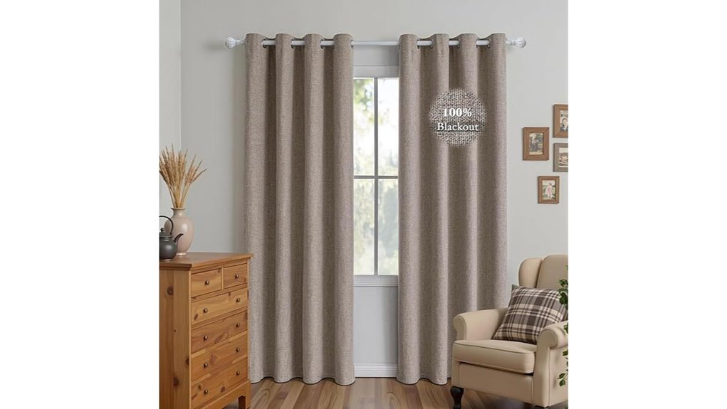 blackout linen curtains beige 2 panels 52x84