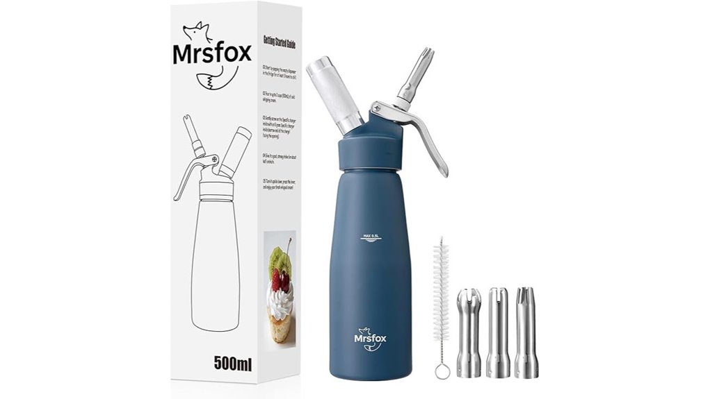 blue aluminum 1 pint whipped cream dispenser