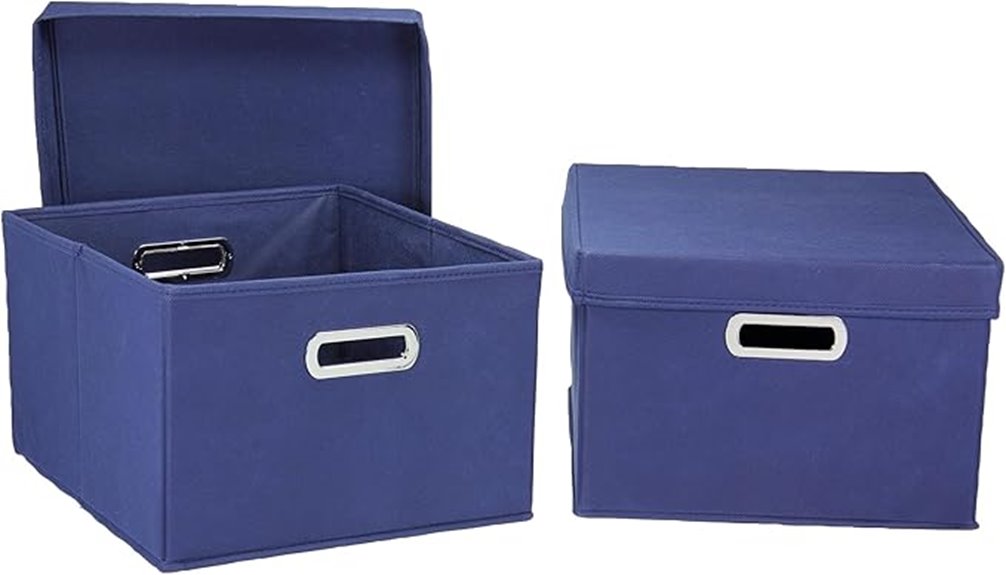 blue fabric storage boxes