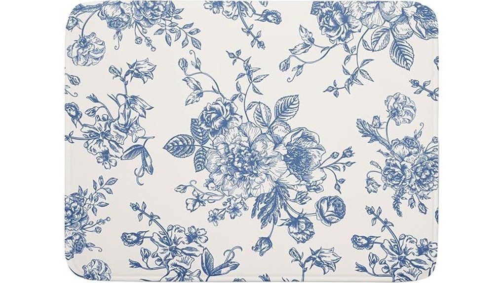 blue floral dish mat