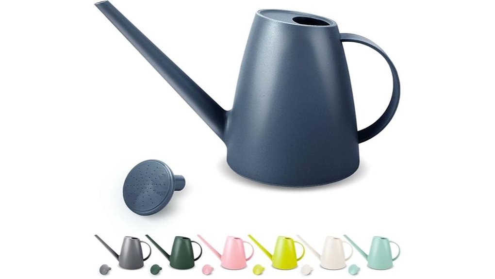 blue long spout watering can