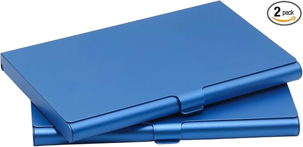 blue metal card holders
