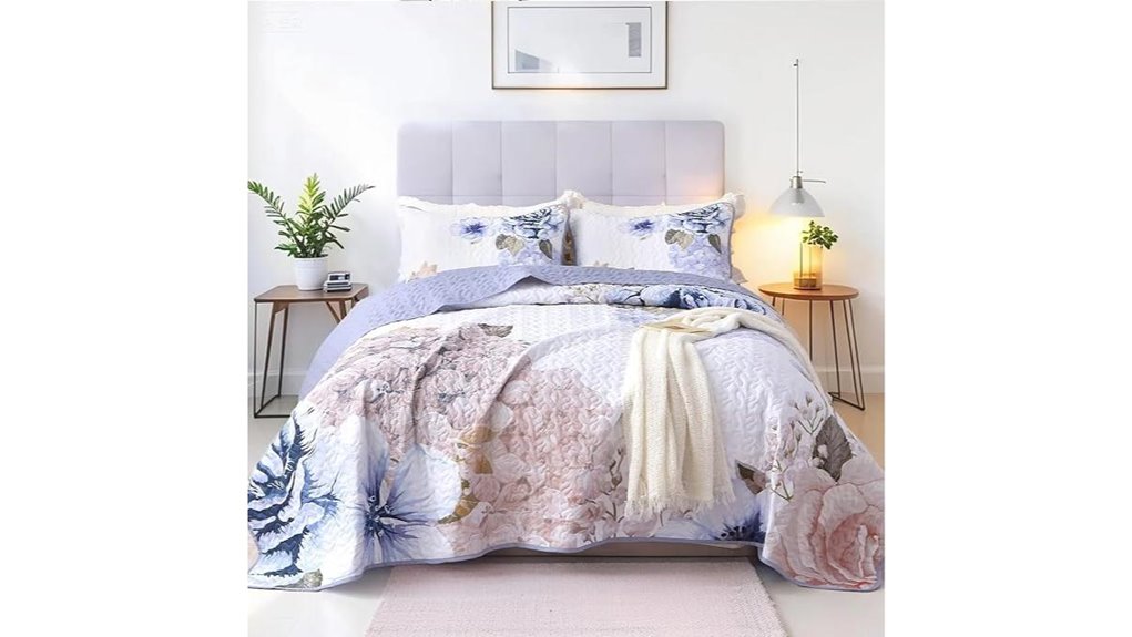 blue quilt set king 3 pieces
