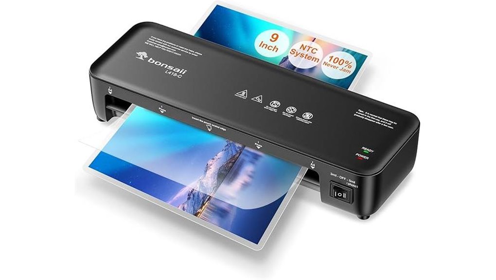 bonsaii 9 inch laminator with jam prevention