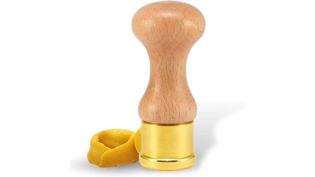 brass and wood ravioli stamp