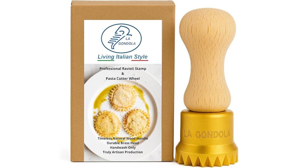 brass wooden round ravioli stamp