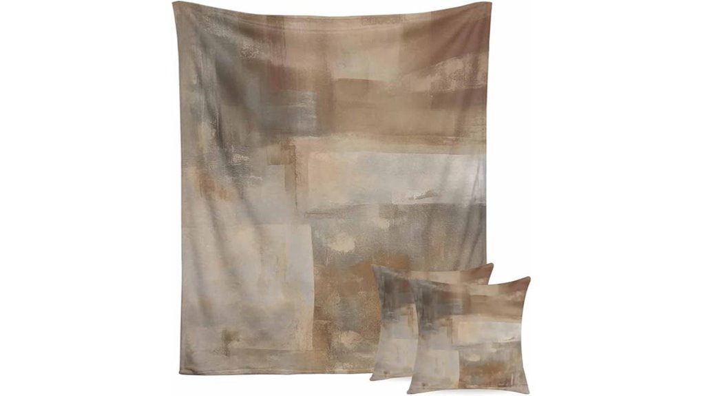 brown abstract texture blanket and pillow set