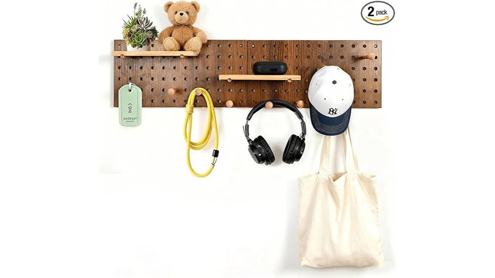 brown wood pegboard set