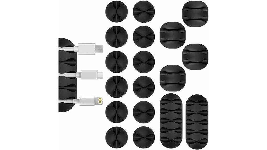 cable clips 18 pack adhesive black