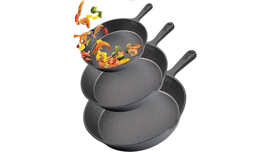 cast iron skillet set trio
