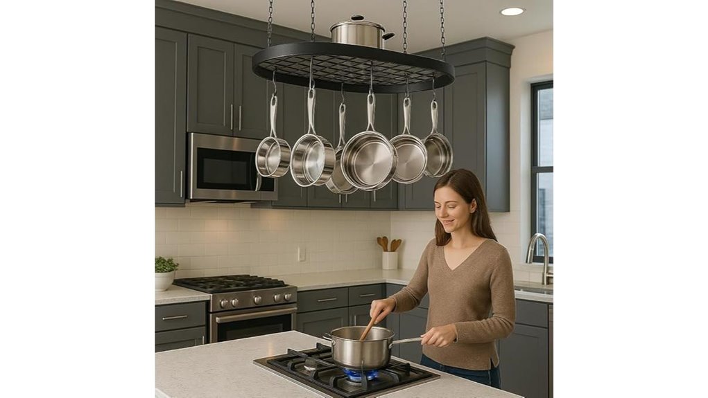 ceiling mounted pot rack set