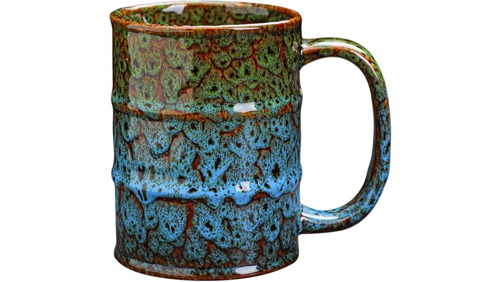ceramic 20oz green blue mug