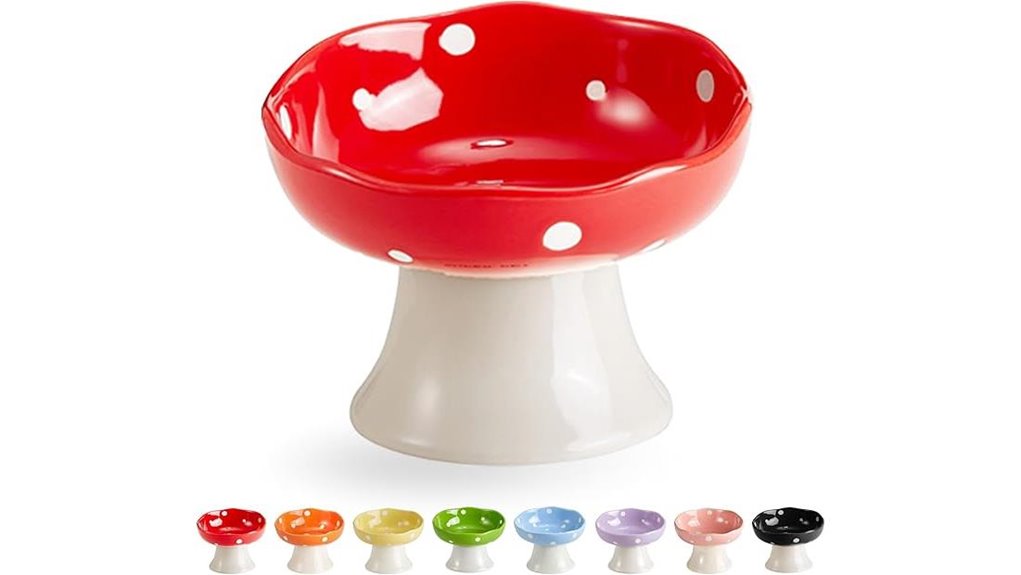 ceramic mushroom cat bowl